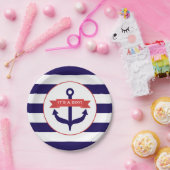Anker + Stripes Boy Baby shower Papieren Bordje (Feest)
