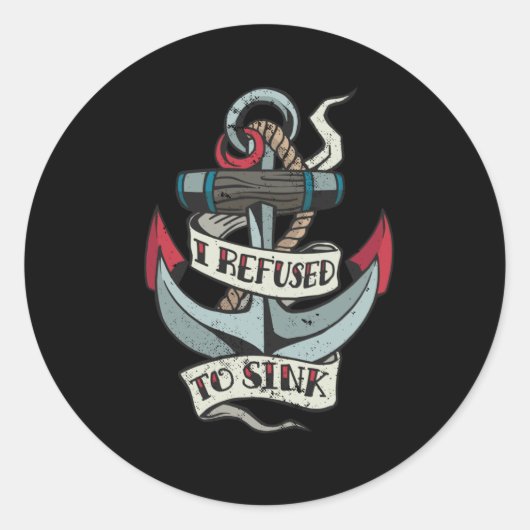 Anker Tattoo Ronde Sticker (Voorkant)