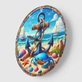 Anker-thema strand kustontwerp elementen grote klok (Hoek)