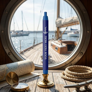 Anker Touw Boot Naam Vintage Scheepvaart Blauwe Inkt Pen