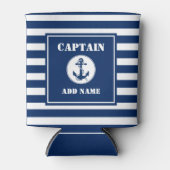 Anker & Touw Kapitein Naam Bootnaam Blauwe Streep Blikjeskoeler (Voorkant)