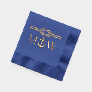 Anker Touw Knoop Rand Trouw 2 Initiele Monogram Folie Servetten