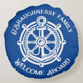 Anker Touw Schip Wiel Boot Naam Welkom Aan boord Rond Kussen