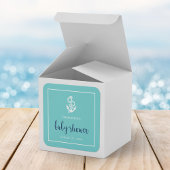Anker Turquoise en Blue Script Baby shower Vierkante Sticker