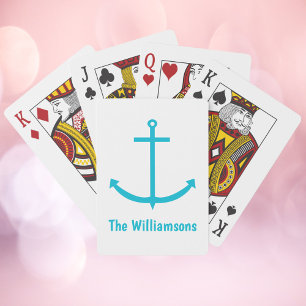 Anker Turquoise Patroon Personaliseren Pokerkaarten