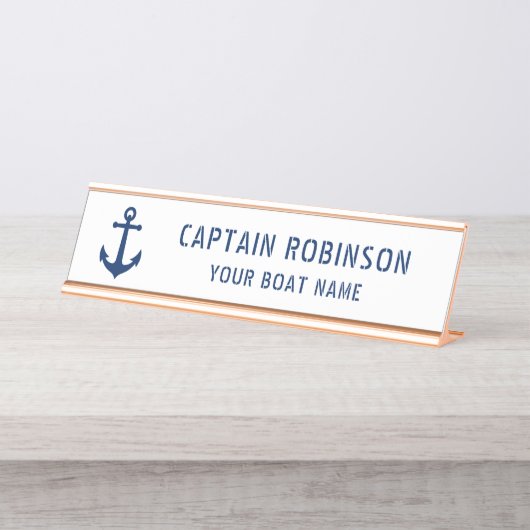  Anker Uw Kapitein Titel Boot Naam Gold Bureau Naambordje (Voorkant)