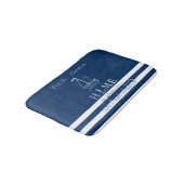 Anker van scheepsanker in marineblauw gestreept badmat (Gekanteld)