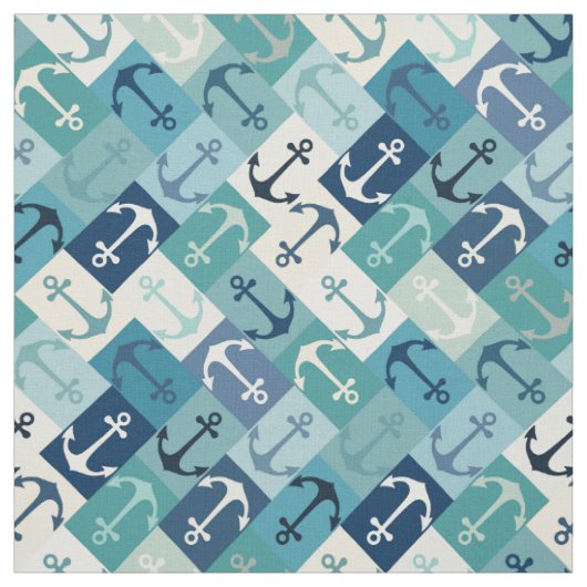 anker visgraat blauw stof (Swatch)
