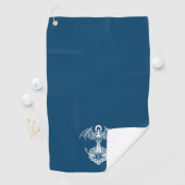 Anker voor de blauwe en witte nautische boot golfhanddoek (Insitu)