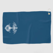 Anker voor de blauwe en witte nautische boot golfhanddoek (Horizontaal)