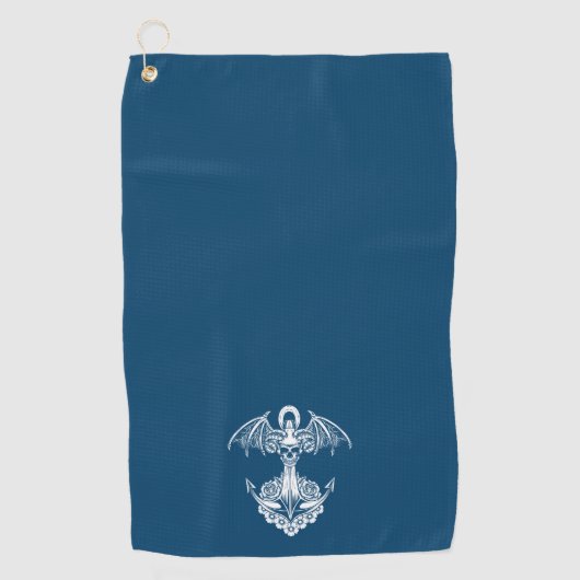 Anker voor de blauwe en witte nautische boot golfhanddoek (Voorkant)