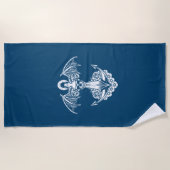 Anker voor de blauwe en witte nautische boot strandlaken (Voorkant)