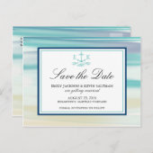 Anker Waterverf Ocean Save the Date Aankondigingskaart (Voorkant / Achterkant)