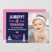 Anker weg meisje zeevaart foto dank je wel brief bedankkaart (Voorkant / Achterkant)