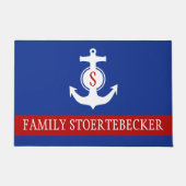 Anker wit + jouw naam & monogram deurmat (Voorkant)