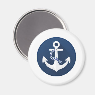 Anker Zeilen Boot Wit Marineblauw Magneet