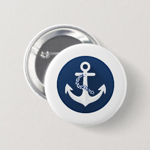 Anker Zeilen Boot Wit Marineblauw Ronde Button 5,7 Cm