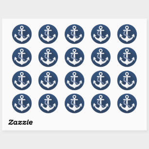 Anker Zeilen Boot Wit Marineblauw Ronde Sticker