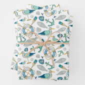 Anker Zeilende Nautische Zeemeeuw Life Preserver Inpakpapier Vel (In situ)