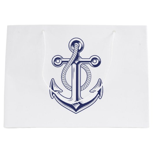 Anker Zeiler Marineblauw Scheepvaart Trouwdag Groot Cadeauzakje (Voorkant)