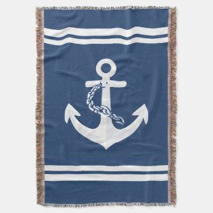 Anker Zeilsport Varend Wit Marineblauw Deken