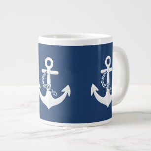 Anker Zeilsport Varend Wit Marineblauw Grote Koffiekop