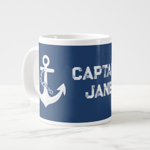 Anker Zeilsport Varend Wit Marineblauw Grote Koffiekop