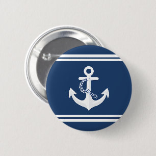 Anker Zeilsport Varend Wit Marineblauw Ronde Button 5,7 Cm