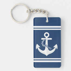 Anker Zeilsport Varend Wit Marineblauw Sleutelhanger
