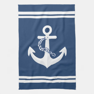 Anker Zeilsport Varend Wit Marineblauw Theedoek