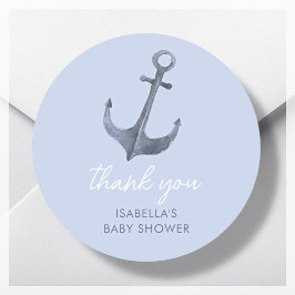 Anker Zeilthema Dank u Baby shower Favor Ronde Sticker