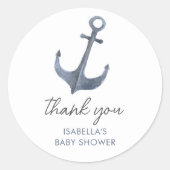 Anker Zeilthema Dank u Baby shower Favor Ronde Sticker (Voorkant)