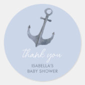 Anker Zeilthema Dank u Baby shower Favor Ronde Sticker (Voorkant)