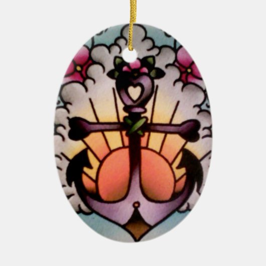 anker zonnebrand keramisch ornament (Voorkant)