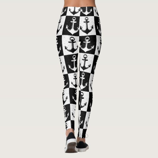 Anker Zwart Wit geruit blokpatroon Leggings (Achterkant)