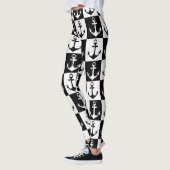 Anker Zwart Wit geruit blokpatroon Leggings (Links)