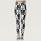 Anker Zwart Wit geruit blokpatroon Leggings (Voorkant)
