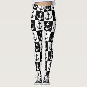 Anker Zwart Wit geruit blokpatroon Leggings