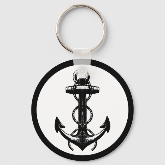 Anker zwart-wit sleutelhanger (Voorkant)