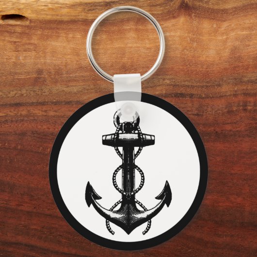 Anker zwart-wit sleutelhanger (Voorkant)