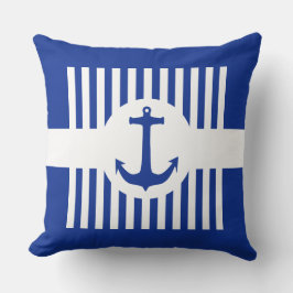 Ankerblauw & strepen + uw ideeën kussen