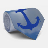 Ankerblauw + uw achtergrond en ideeën stropdas (Opgerold)