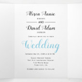 Ankerblauw waterverf bloemen nautische bruiloft drieluik uitnodiging (Binnenkant midden)