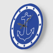 Ankerblauw / witte kleur + uw ideeën grote klok (Hoek)