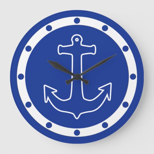Ankerblauw / witte kleur + uw ideeën grote klok (Voorkant)