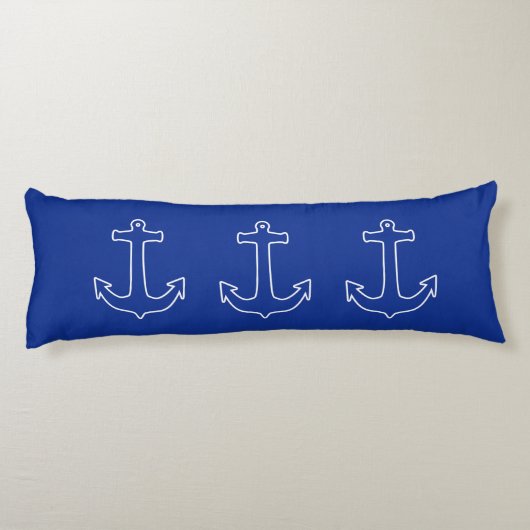 Ankerblauw / witte kleur + uw ideeën lichaamskussen (Achterkant)