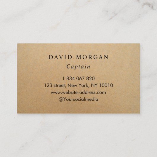 Ankerboot kapitein Rustic Kraft Visitekaartje (Achterkant)