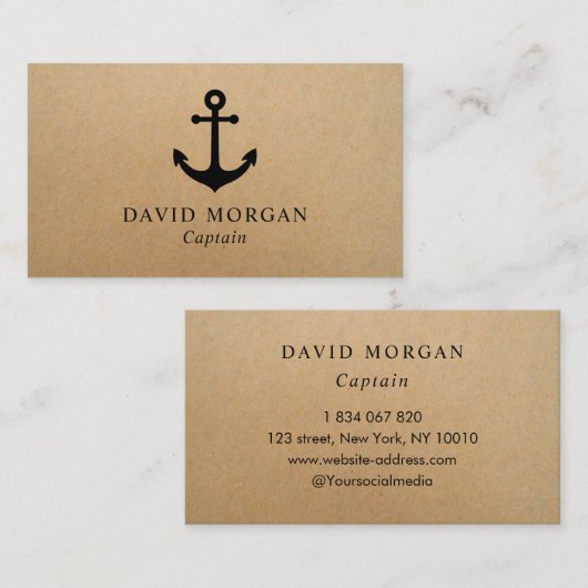 Ankerboot kapitein Rustic Kraft Visitekaartje (Voorkant / Achterkant)