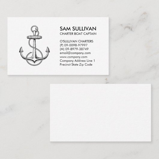 Ankerbootcharter Gevist Visitekaartje (Voorkant / Achterkant)