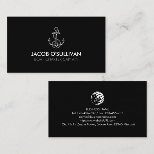 Ankerbootcharter Gevist Visitekaartje (Voorkant / Achterkant)